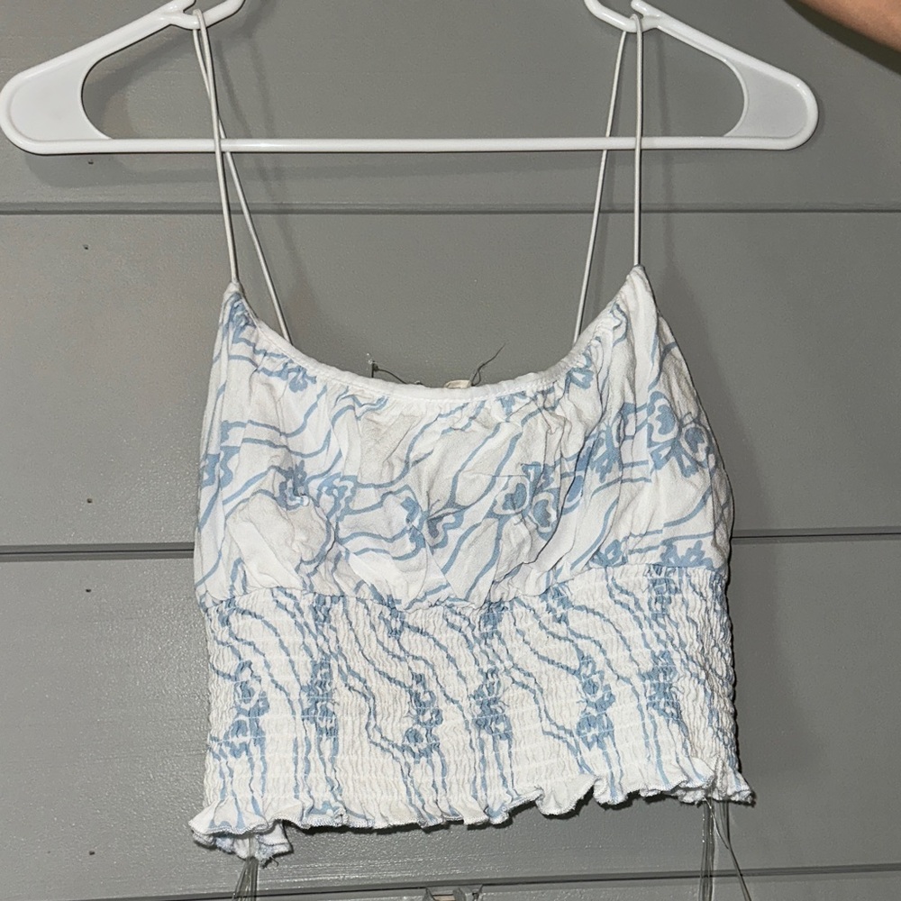 Pacsun LA Hearts White and Blue Smocked Camisole
